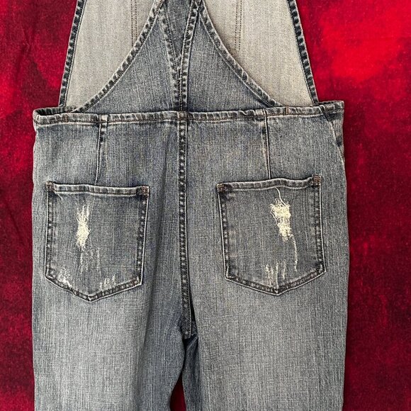 WOMENS LOVE CULTURE JEANS OVERALLS, LIGHT BLUE DENIM, DISTRESSED, MEDIUM SIZE - Picture 7 of 15